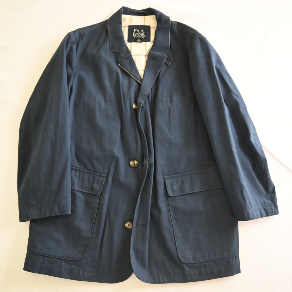 Jos A Bank Mens Small Navy Blue Cotton Field 90s Y2K Hip Jacket‎ Coat